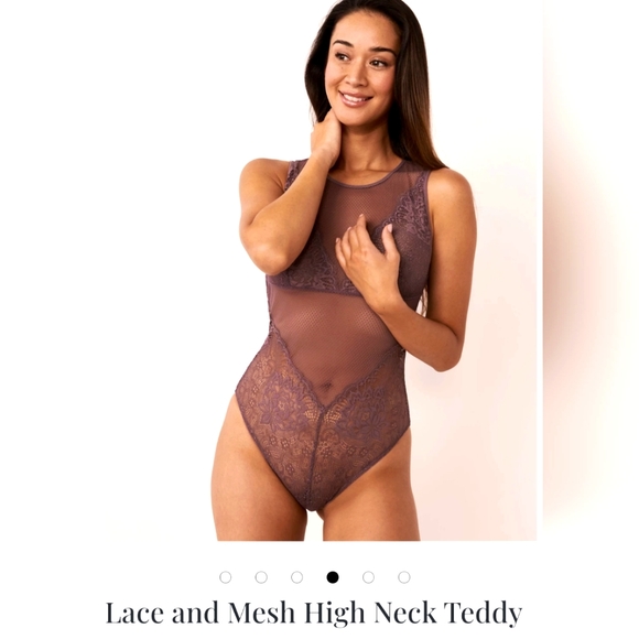La vie en Rose High Neck Lace Teddy - Picture 1 of 2
